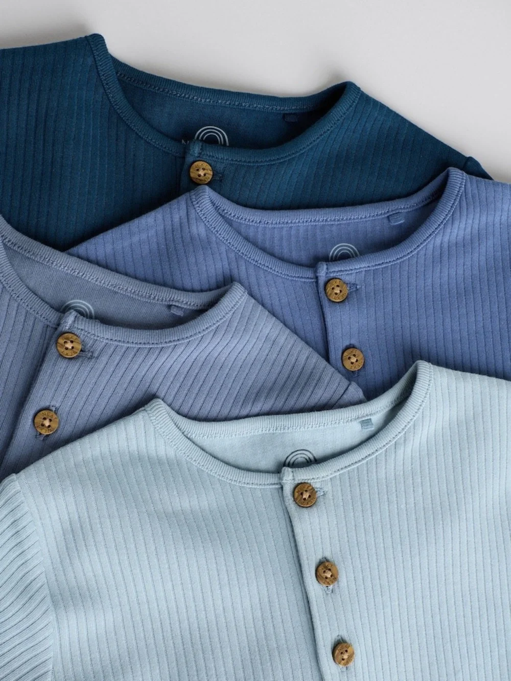 Next Blue Grandad Button Neck Baby Rompers 4 Pack- NWT- Up to 3mths
